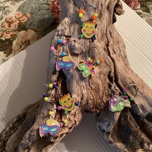 Handcrafted Colorful Harlequin Set of 6 Wine Glass Charms